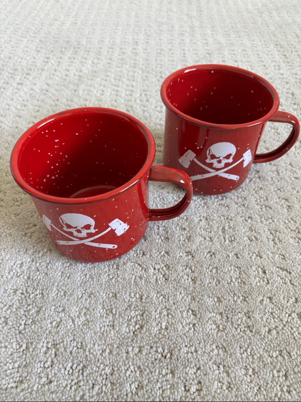 Red Skull & Crossed Axes Camp Mugs - Set of 2